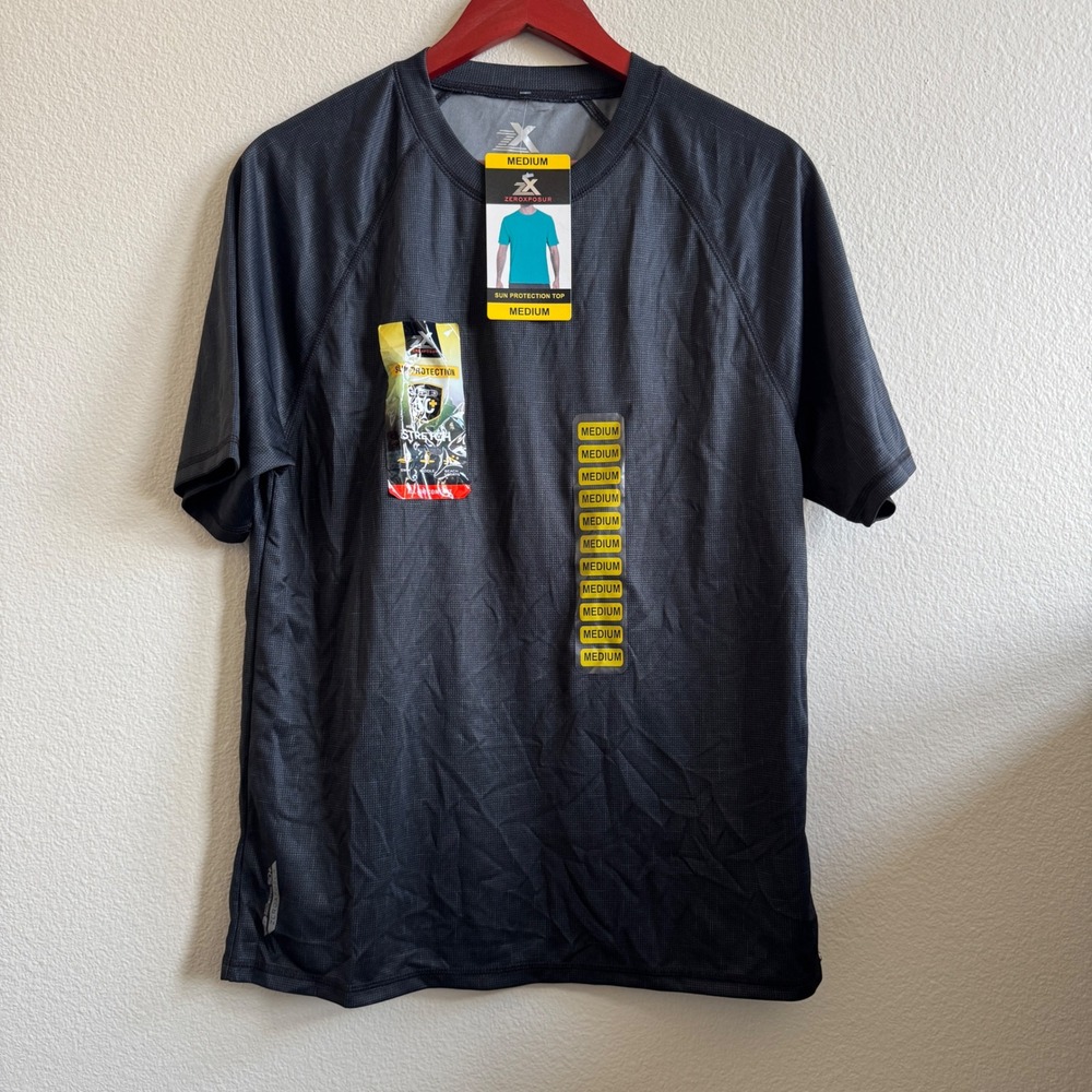 ZeroXposur Mens Sun Protection Top UPF 50+ Short Sleeve Shirt Black Dione Medium